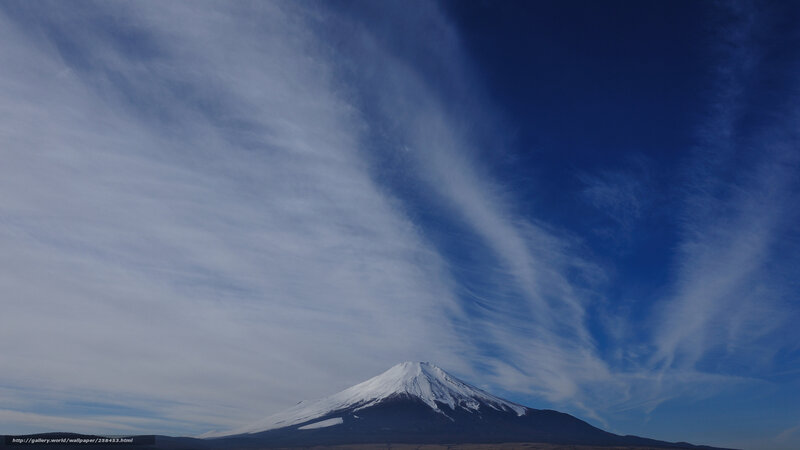 Mount Fuji under a cloudy sky