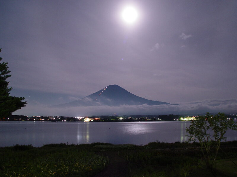 Mount Fuji under moonlight