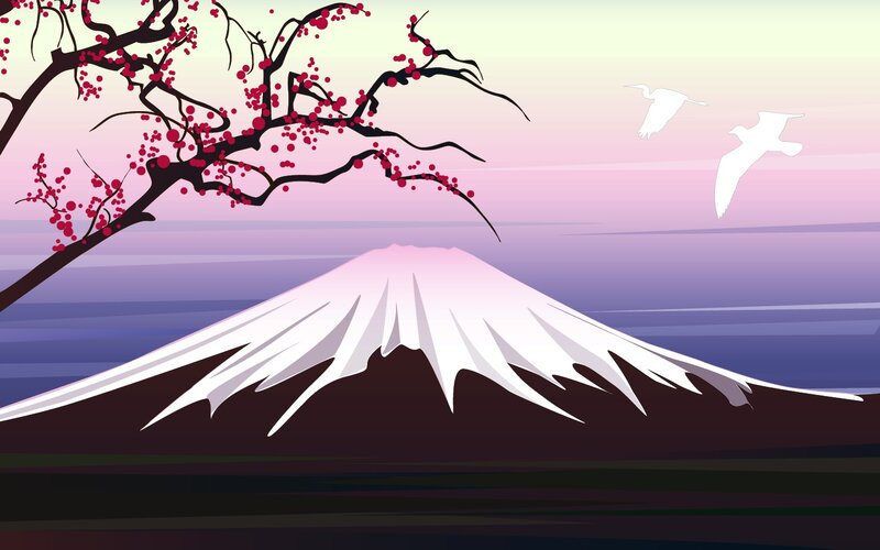 Mount Fuji with cherry blossoms