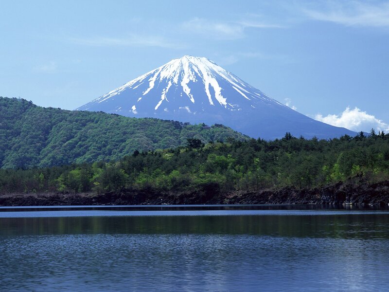 Mount Fuji with lake view
