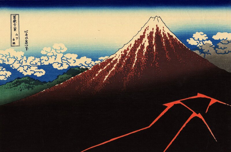 Mount Fuji with Lava Flow — Blue