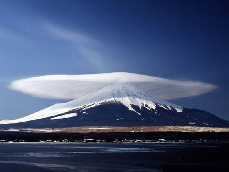 Mount Fuji with Lenticular Cloud — Blue, Serene, Morning