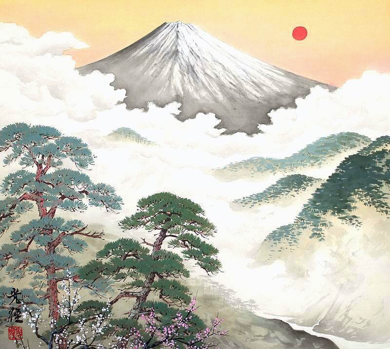 Mount Fuji with Pine Trees