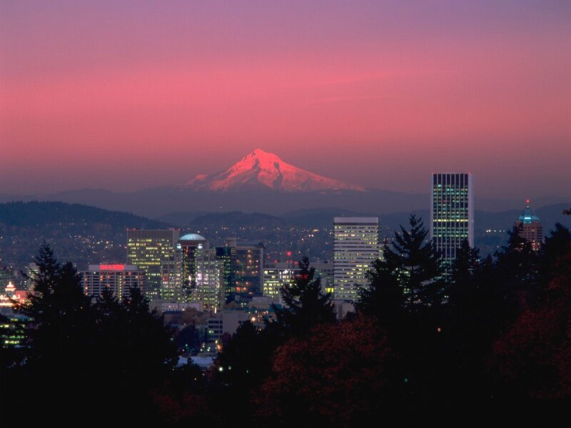 Mount Hood and City Skyline