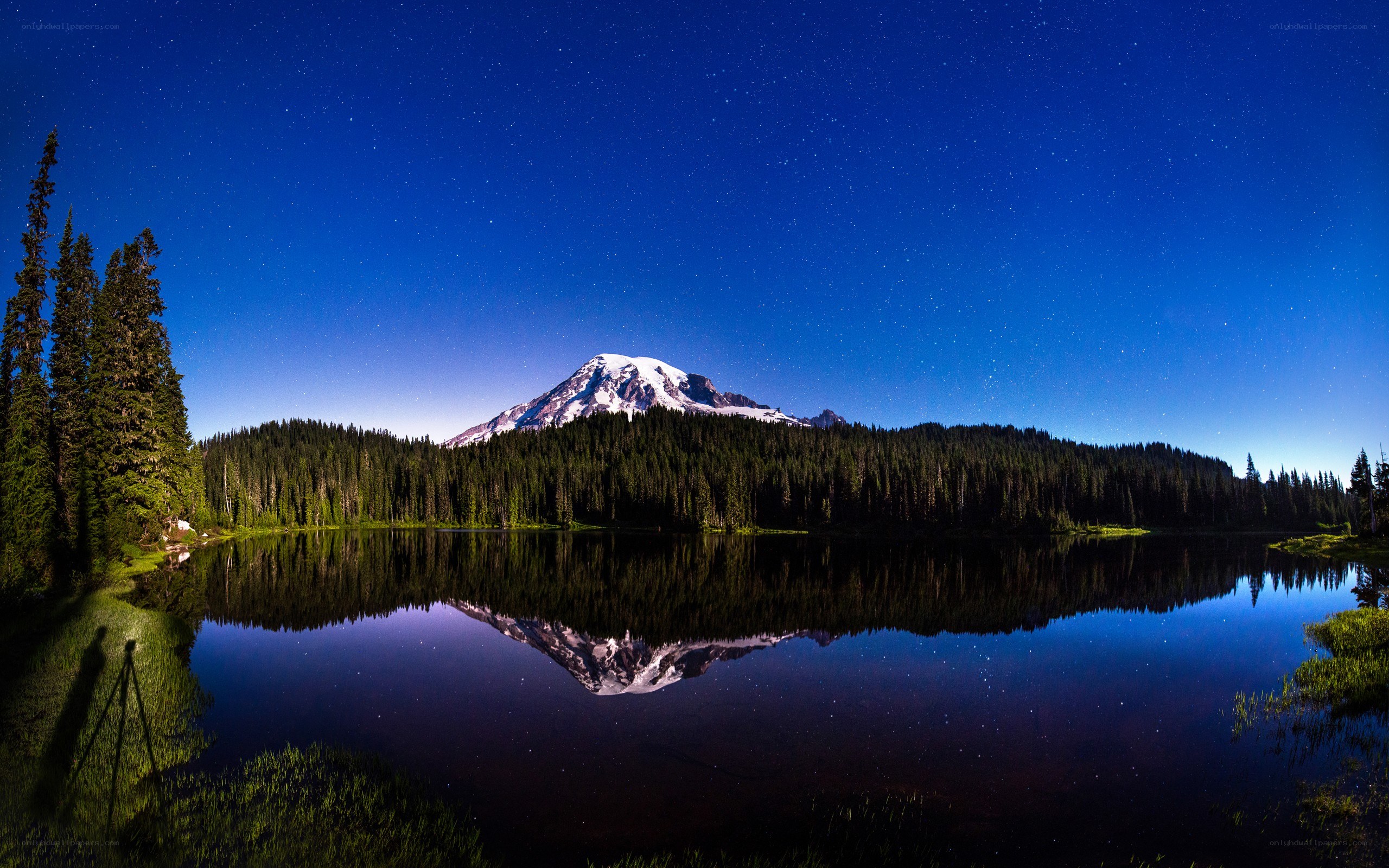 Mount Rainier at night