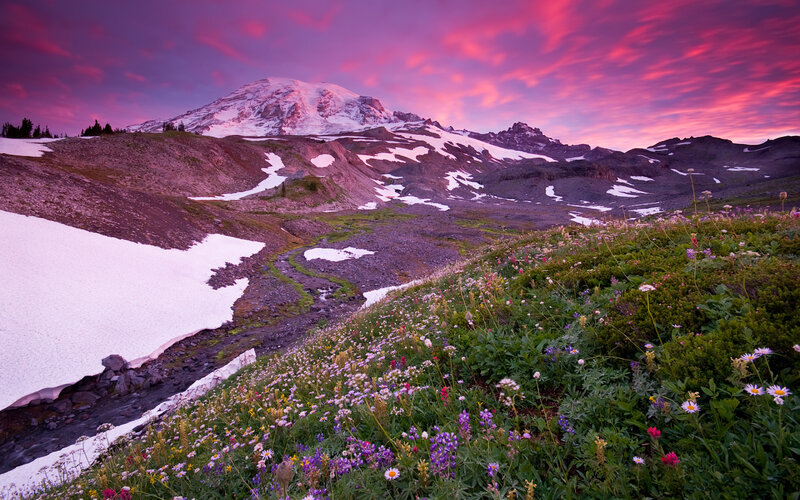 Mount Rainier at sunset