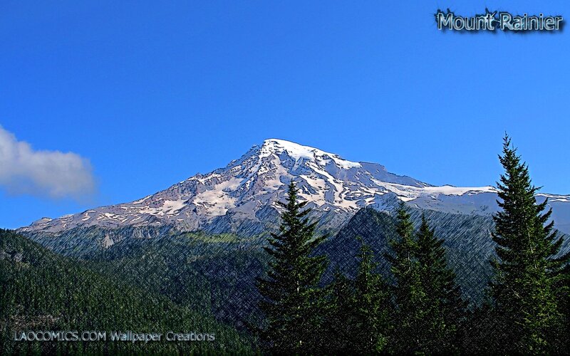 Mount Rainier Mountain — Blue, Serene