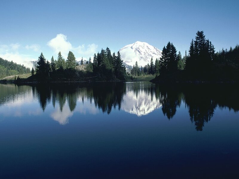 Mount Rainier reflected in a lake