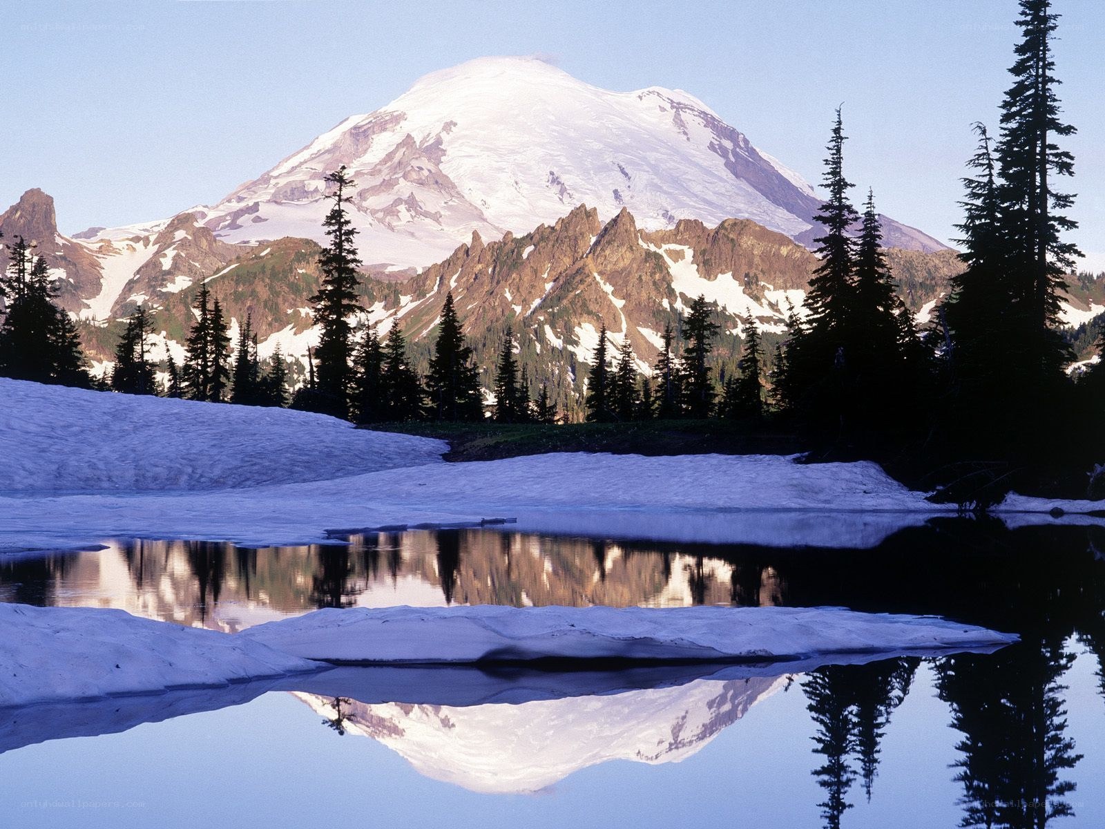 Mount Rainier reflected in a lake