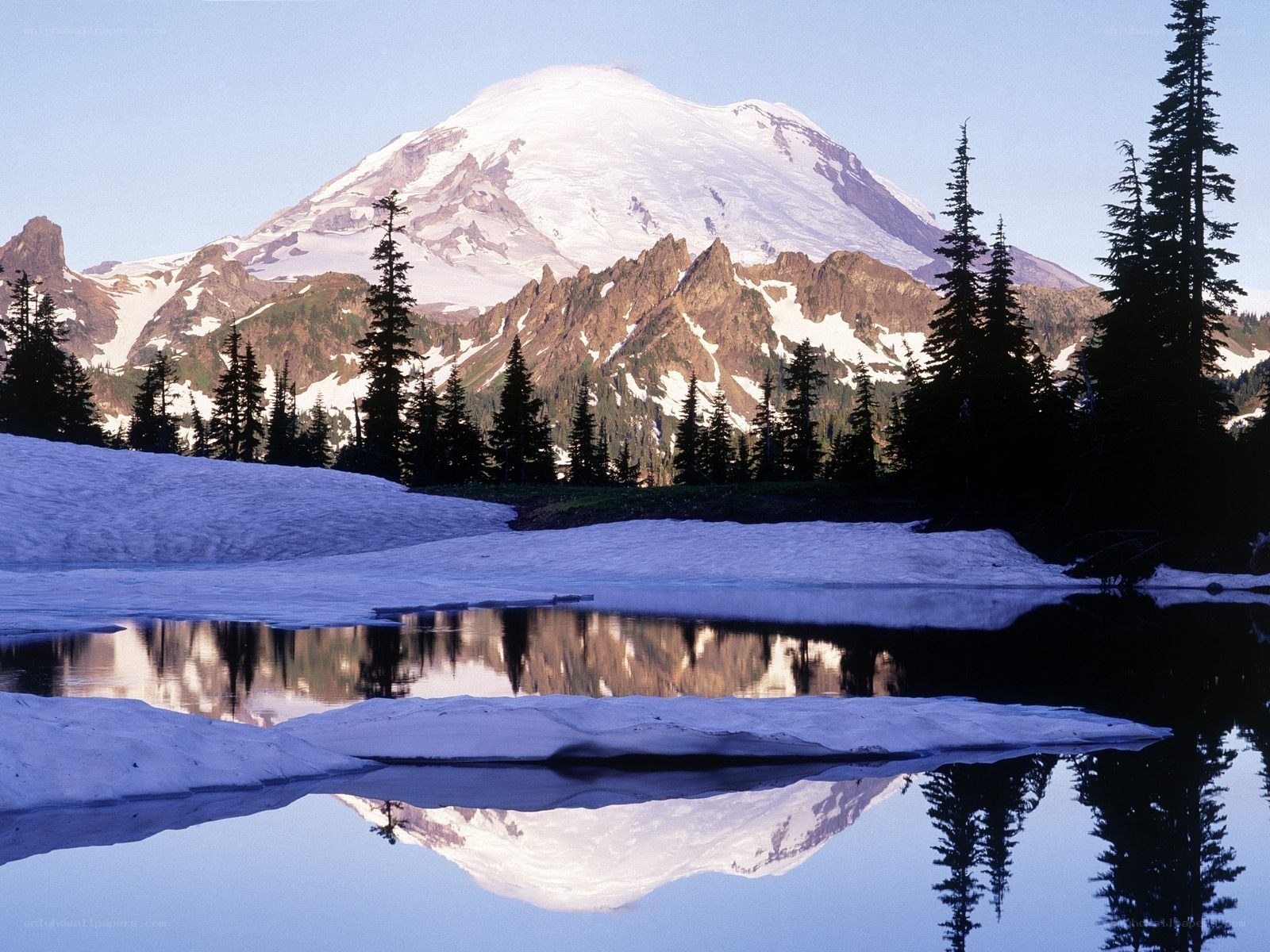Mount Rainier reflected in a lake