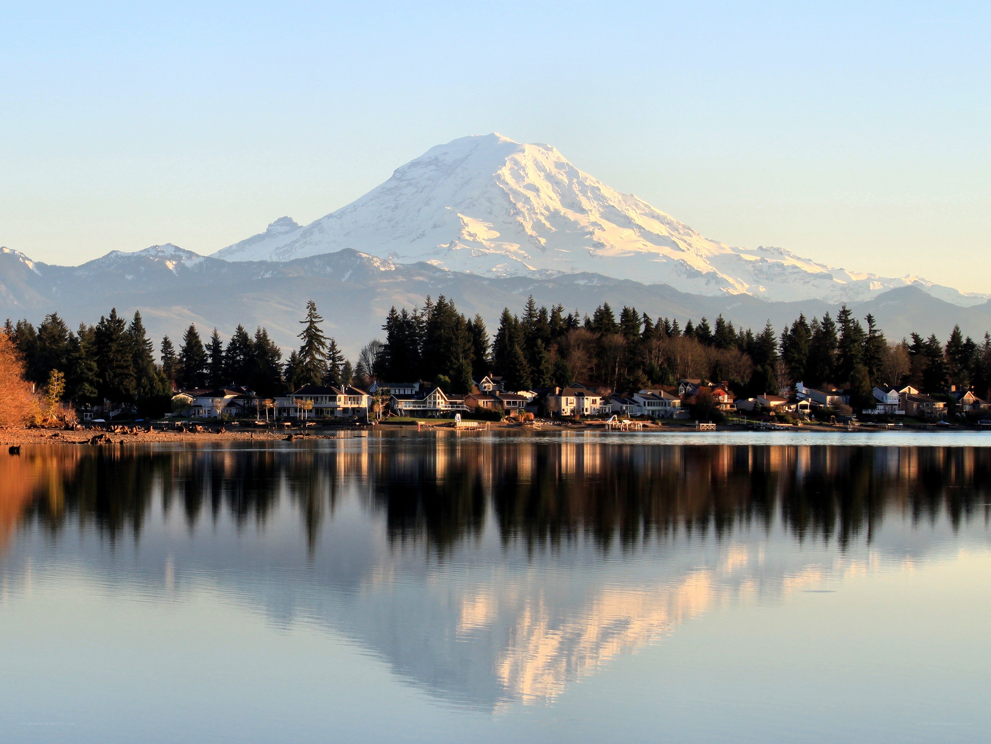 Mount Rainier reflected in a lake