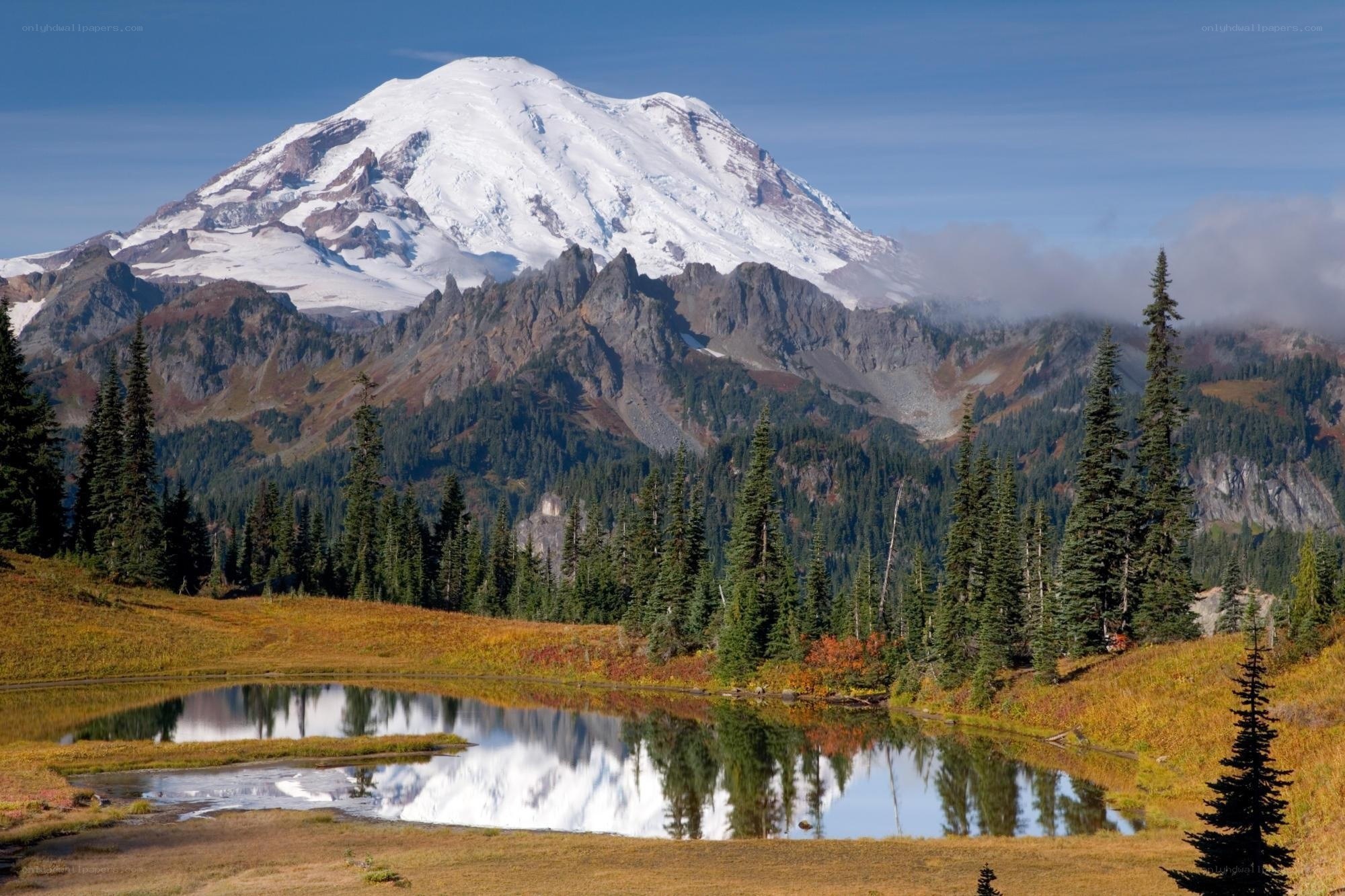 Mount Rainier reflected in a lake
