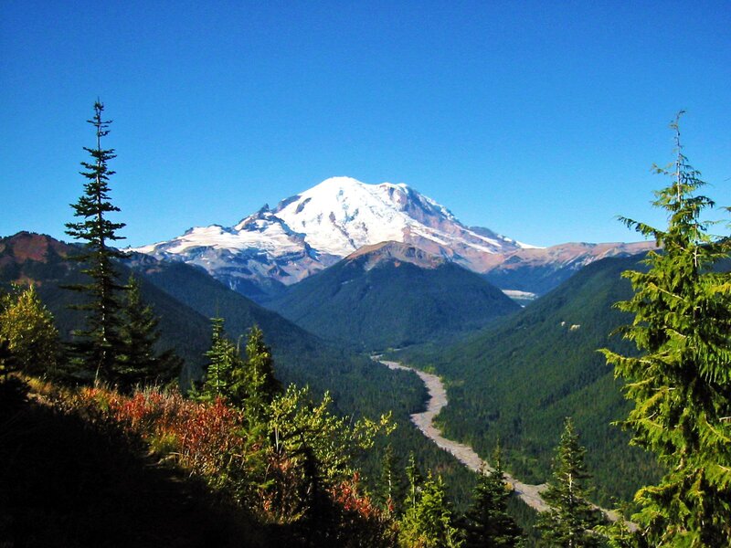 Mount Rainier Snow-capped — Blue, Serene, Afternoon
