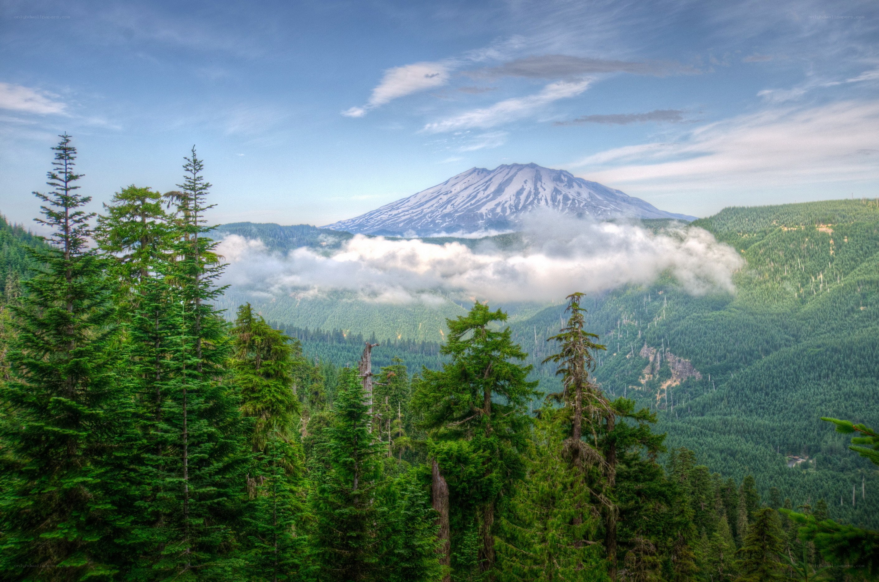 Mount Rainier with clouds