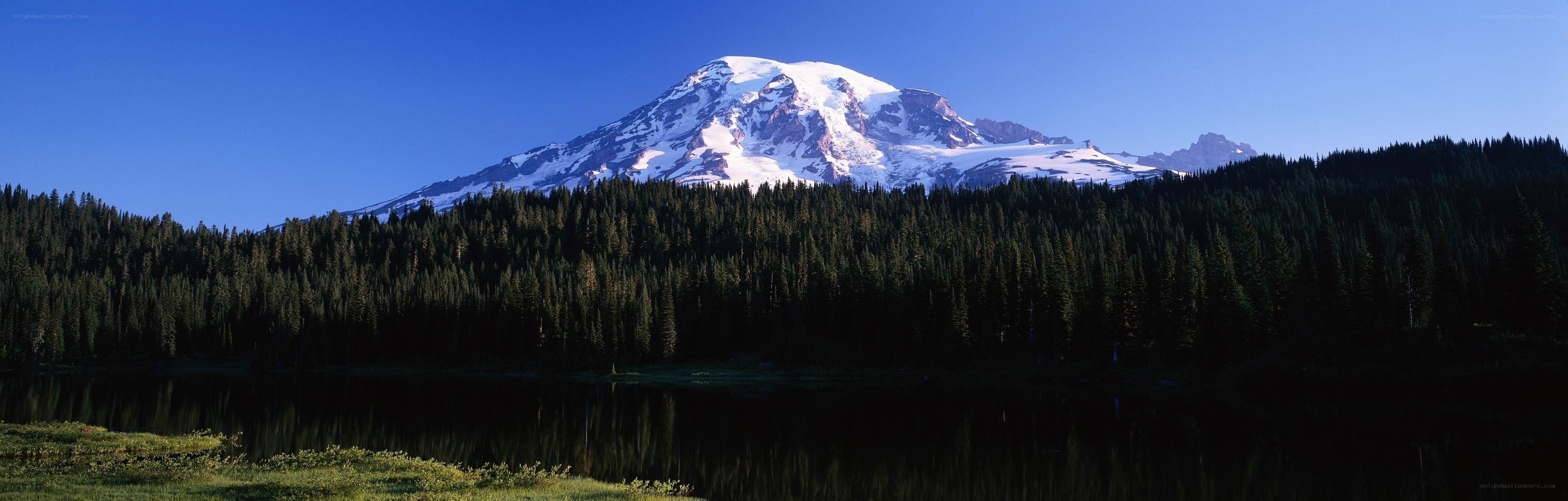 Mount Rainier with forest and lake