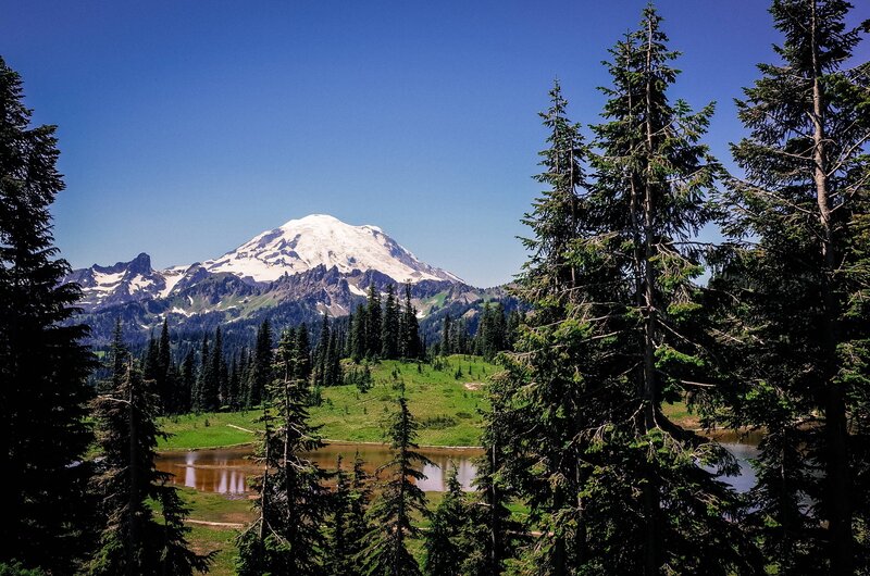 Mount Rainier with Lake — Blue