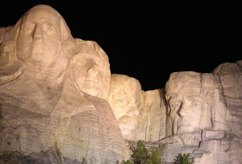 Mount Rushmore at Night — Gray