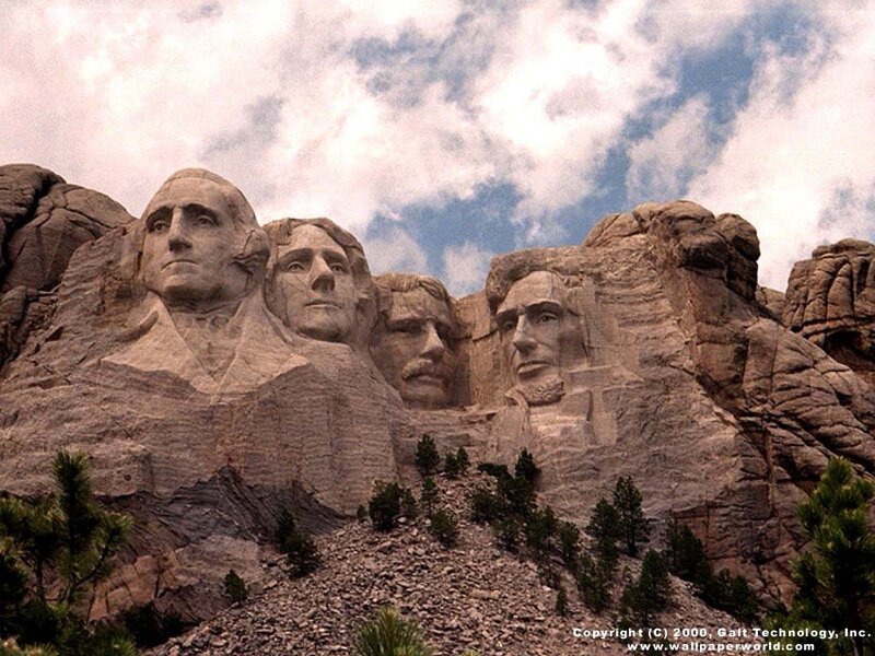Mount Rushmore Monument — Gray, Dramatic, Afternoon, Photograph, Rock Faces, Clouds