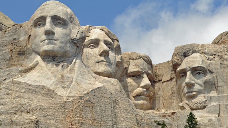 Mount Rushmore Monument — Gray, Dramatic, Afternoon, Photograph