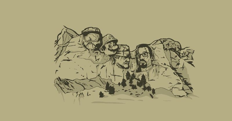 Mount Rushmore parody with video game characters