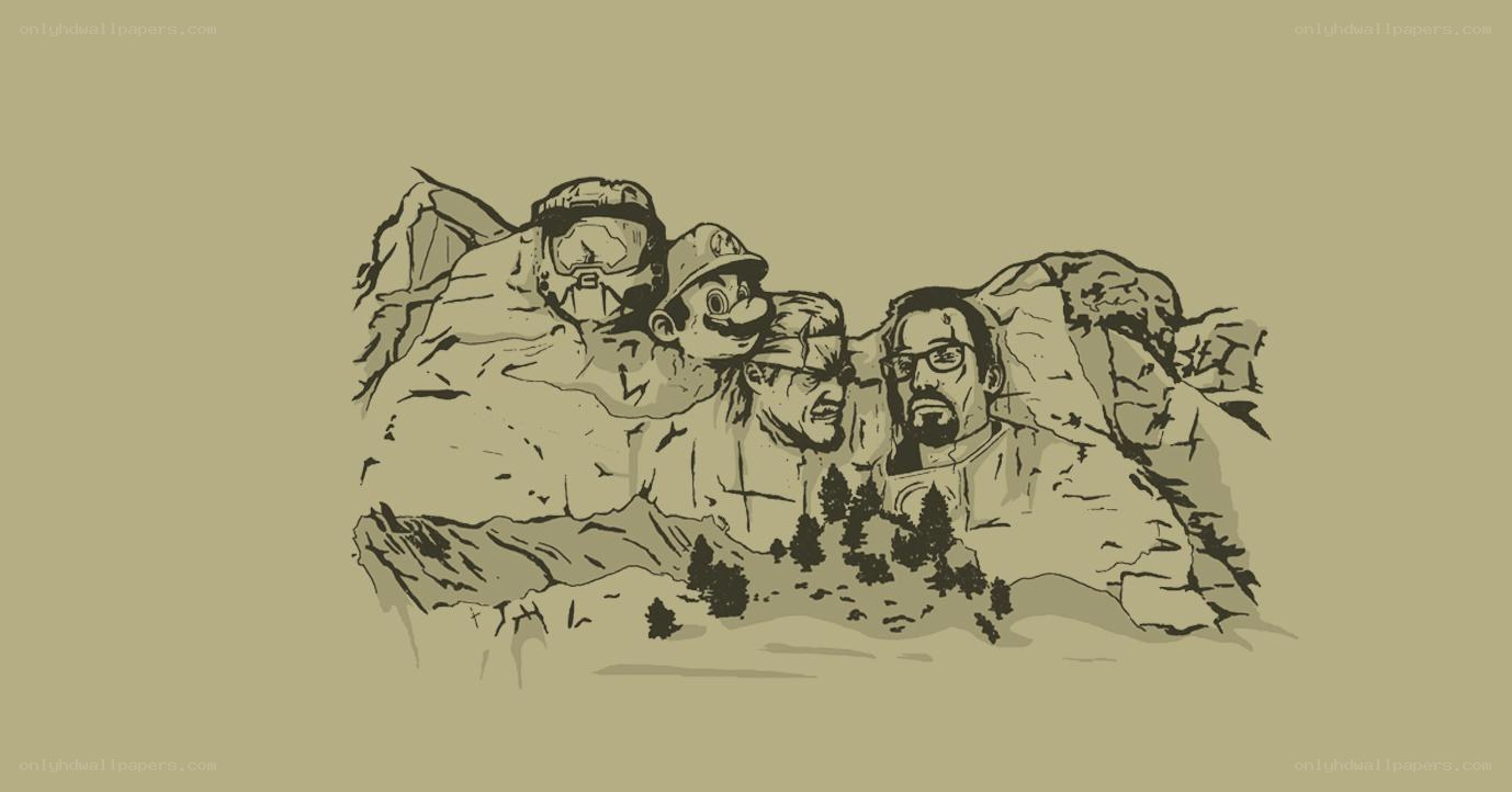Mount Rushmore parody with video game characters
