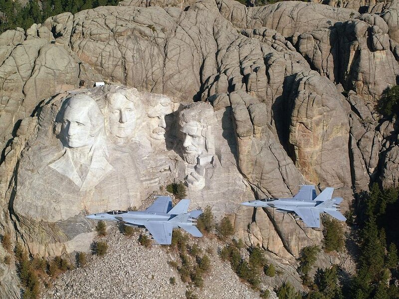 Mount Rushmore with Jets