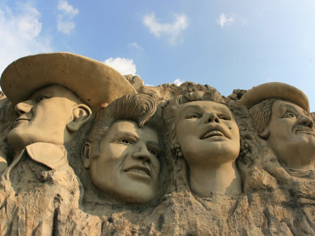 Mount Rushmore with pop culture figures