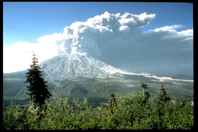 Mount St. Helens erupting