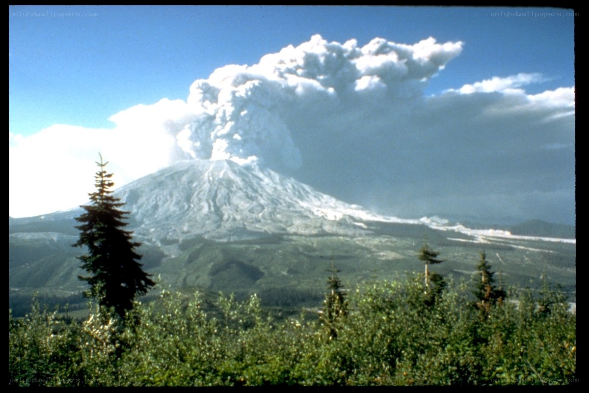 Mount St. Helens erupting