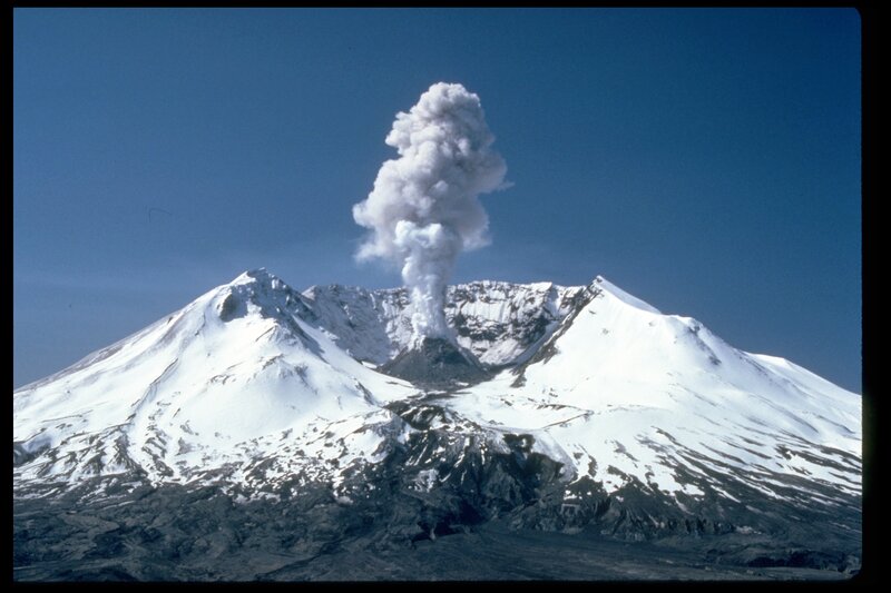 Mount St. Helens erupting