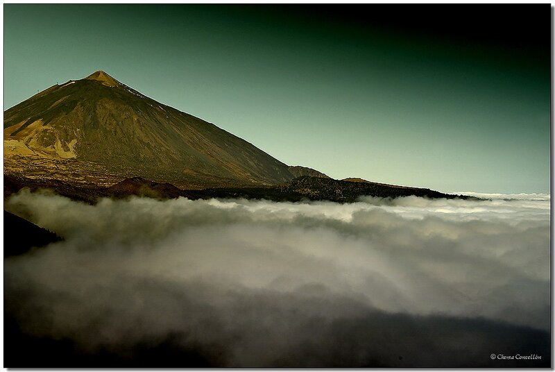 Mountain Above Clouds — Green, Dramatic