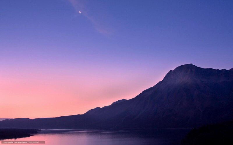 Mountain and Lake at Dusk — Purple