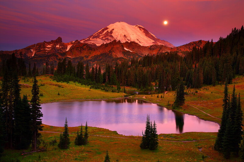 Mountain and Lake at Dusk