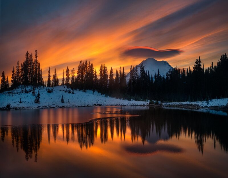 Mountain and Lake at Sunset