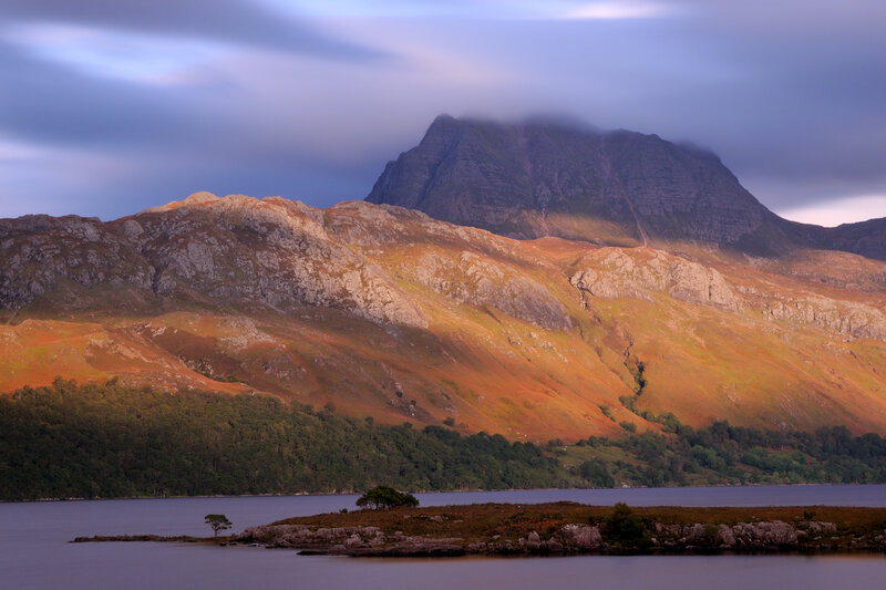 Mountain and Lake Landscape — Blue, Dramatic