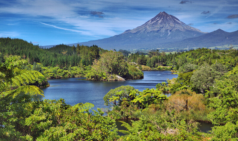 Mountain and Lake Landscape — Blue, Serene, Afternoon