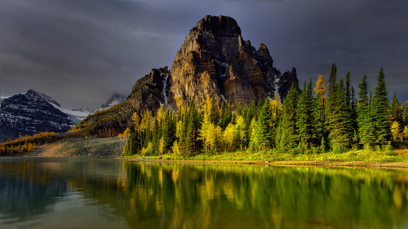 Mountain and Lake Landscape — Green, Dramatic