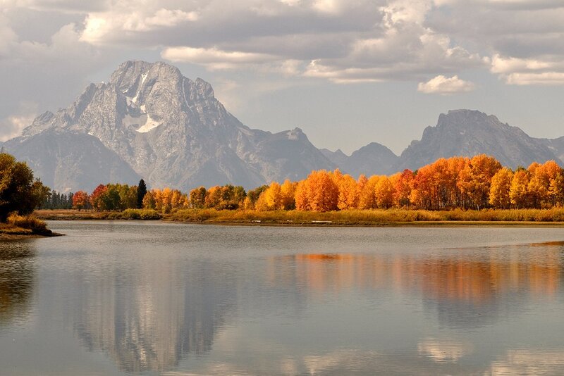 Mountain and Lake Landscape — Orange