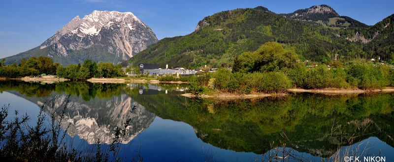 Mountain and Lake Reflection — Blue, Serene, Afternoon, Photograph, Trees