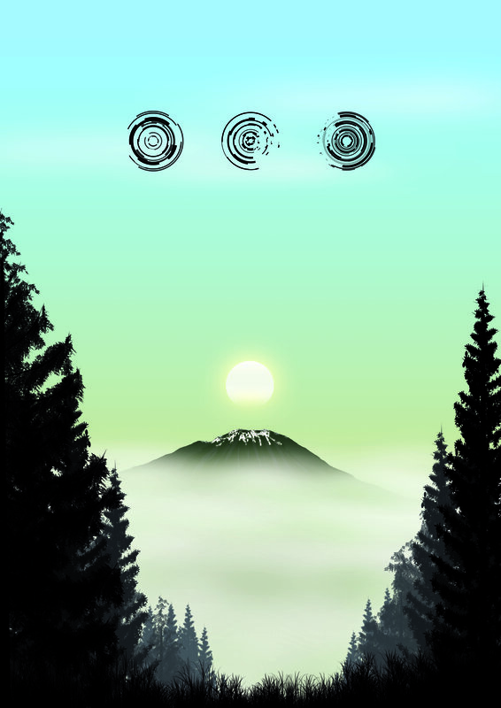 Mountain at Sunrise — Green