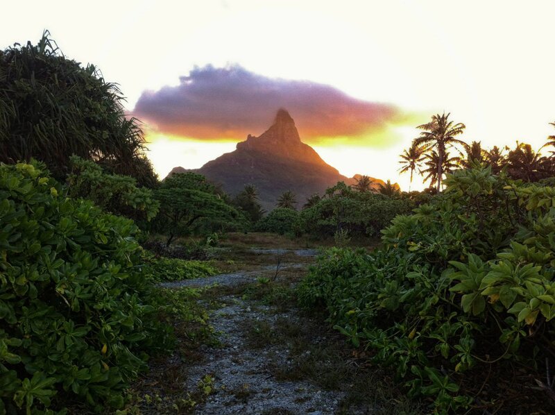 Mountain at Sunset — Green