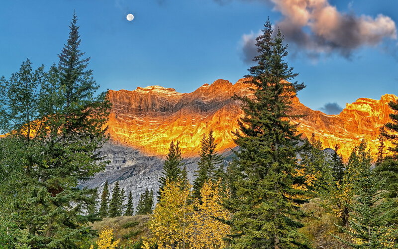 Mountain at Sunset — Orange, Dramatic, Photograph