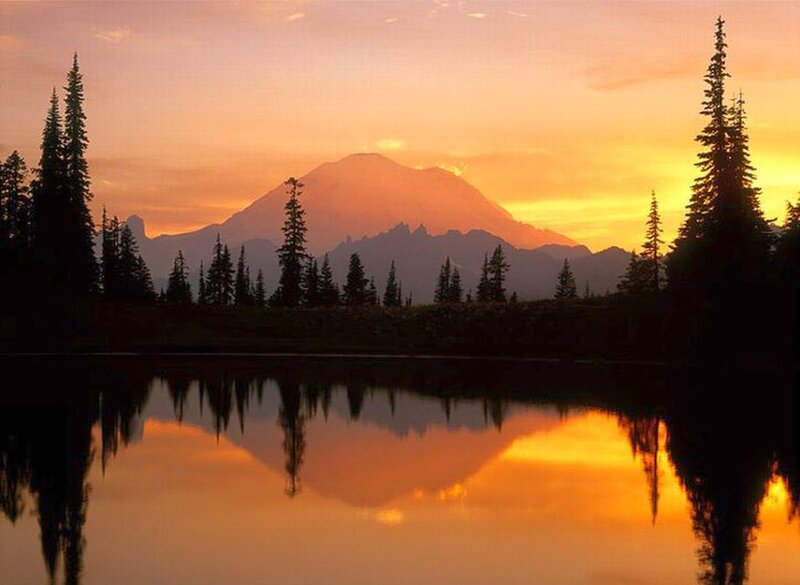 Mountain at Sunset — Orange