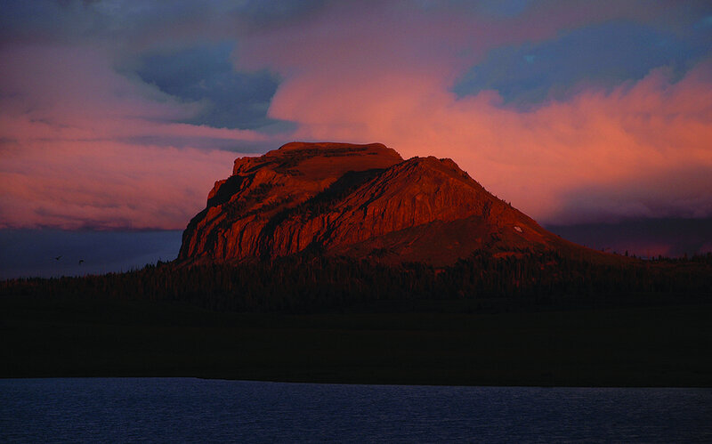 Mountain at Sunset — Red