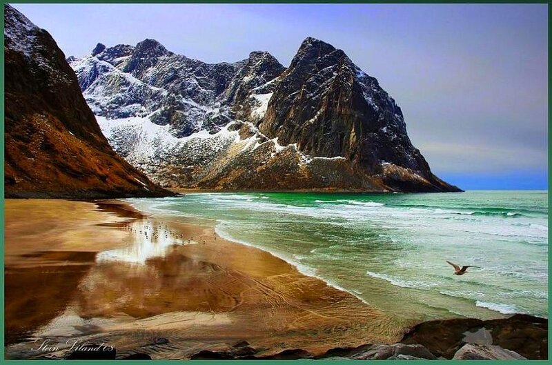 Mountain beach landscape
