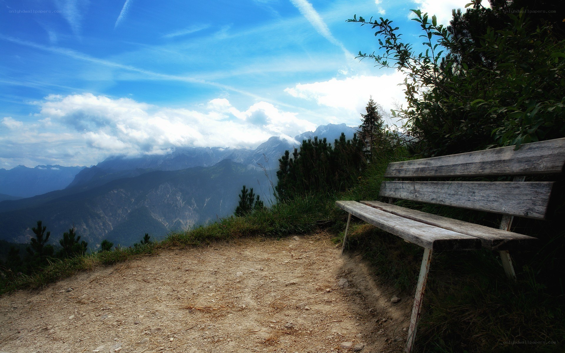 Mountain bench with scenic view