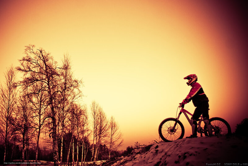 Mountain biker at sunset