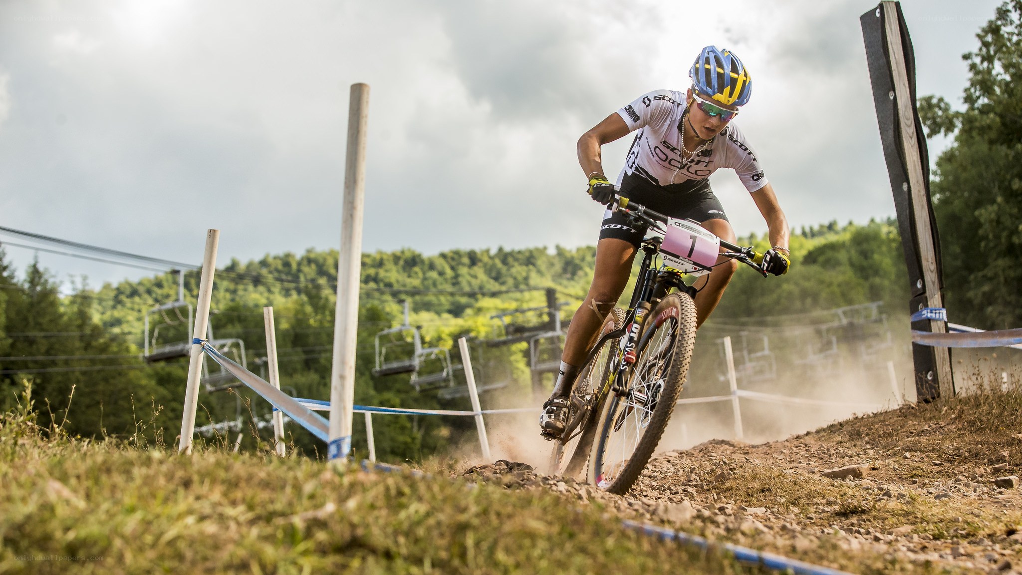 Mountain biker in action