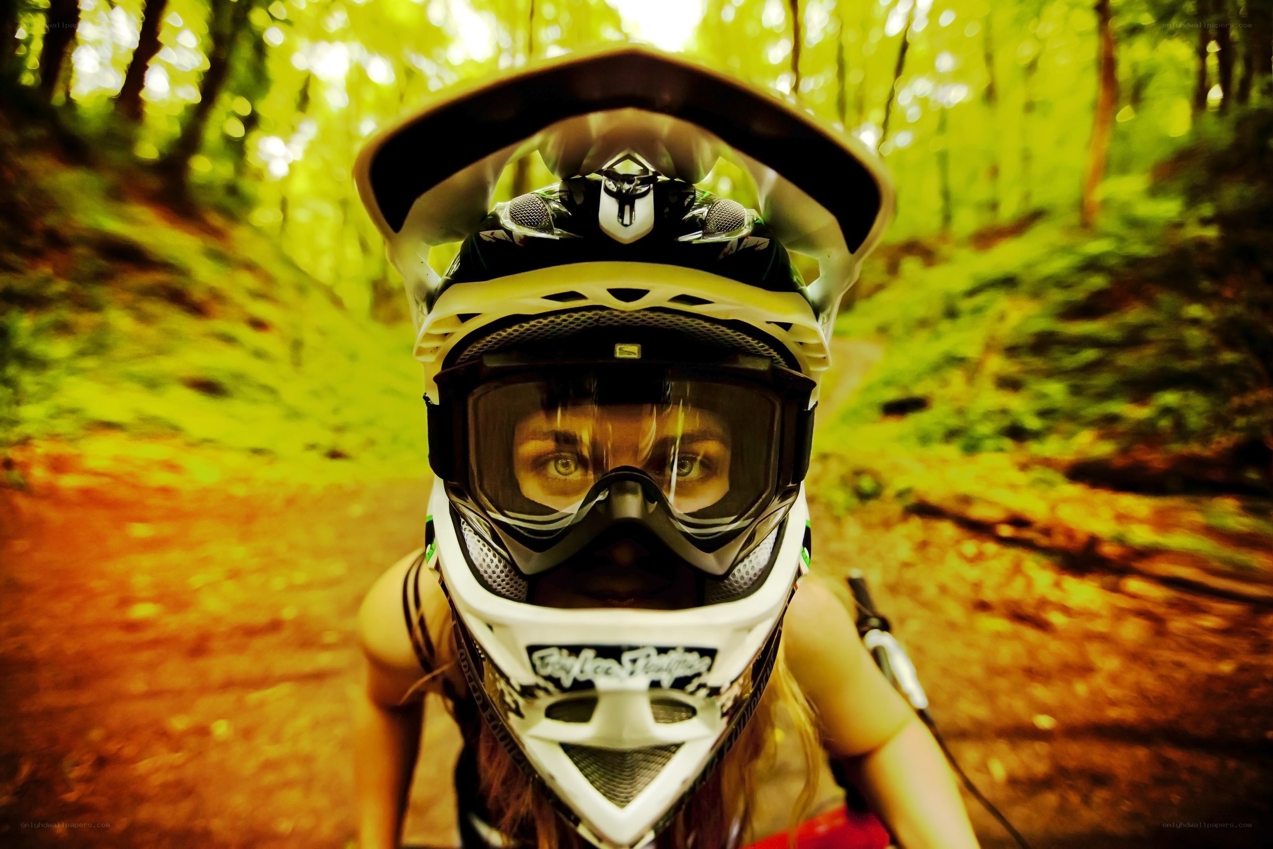 mountain biker in forest