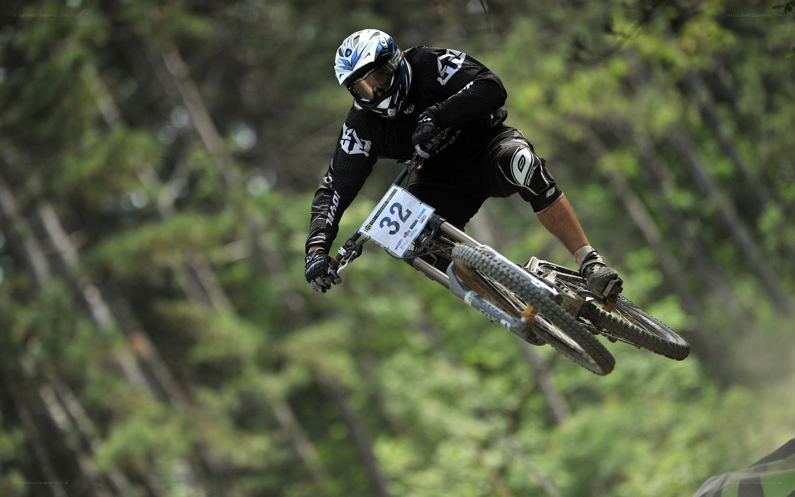 Mountain biker in mid-air